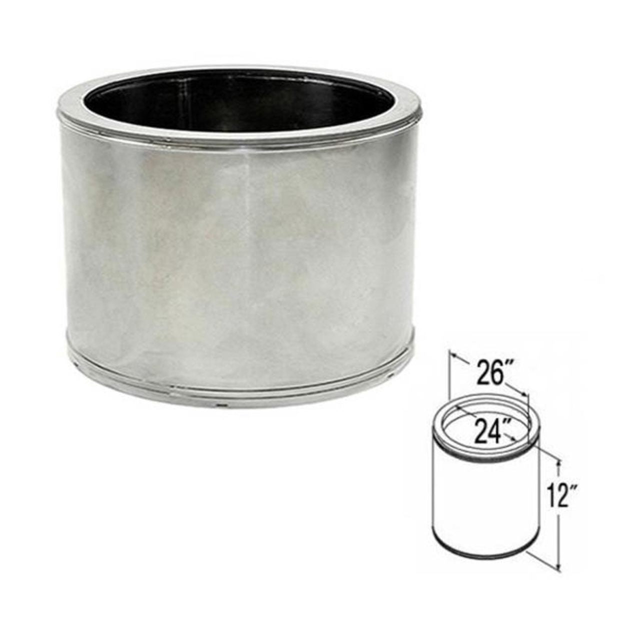24'' x 12'' DuraTech Stainless Steel Chimney Pipe - 24DT-12SS