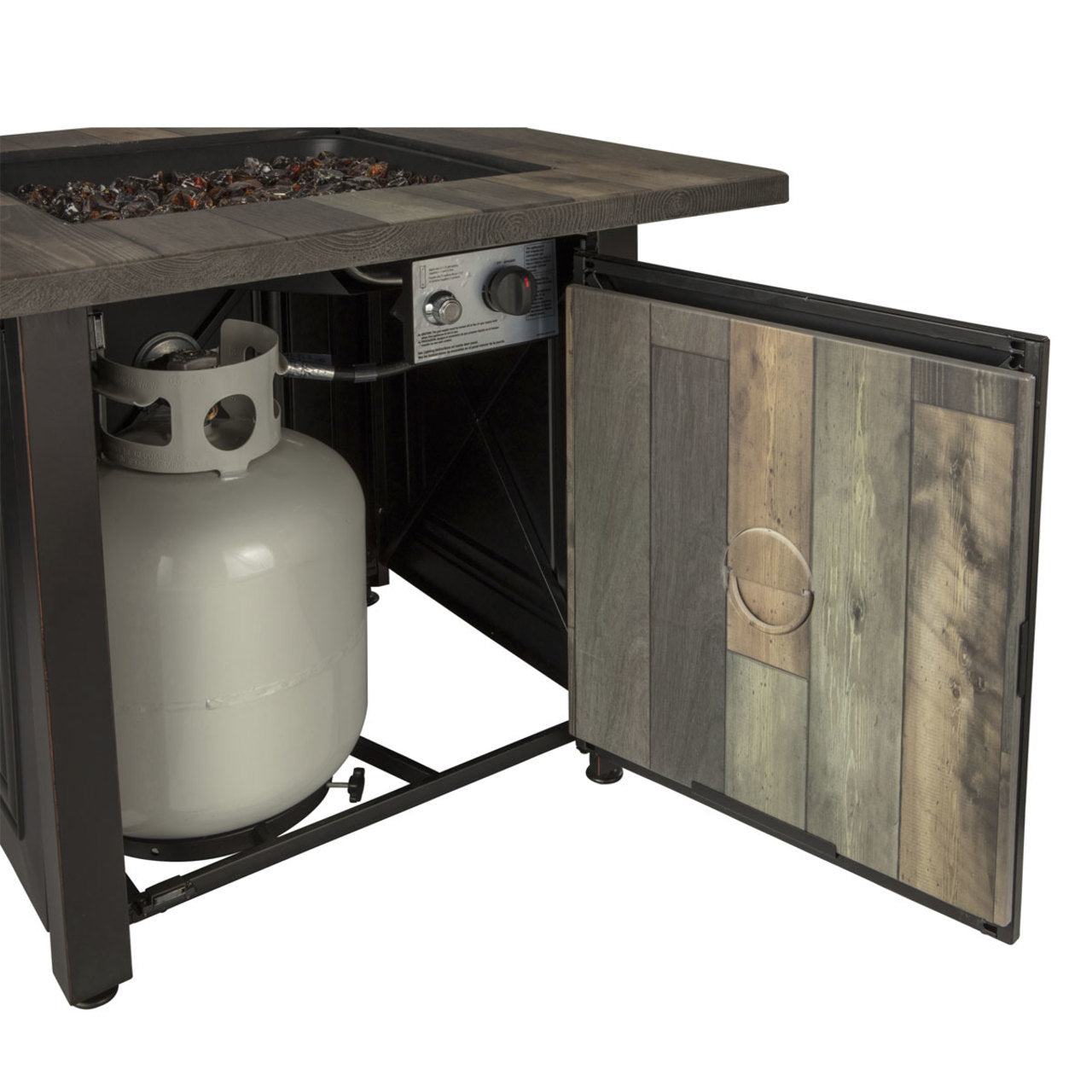 The Burlington - LP Gas Outdoor Fire Pit w/ Printed Resin Mantel - Bronze