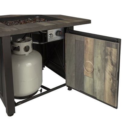 The Burlington - LP Gas Outdoor Fire Pit w/ Printed Resin Mantel - Bronze