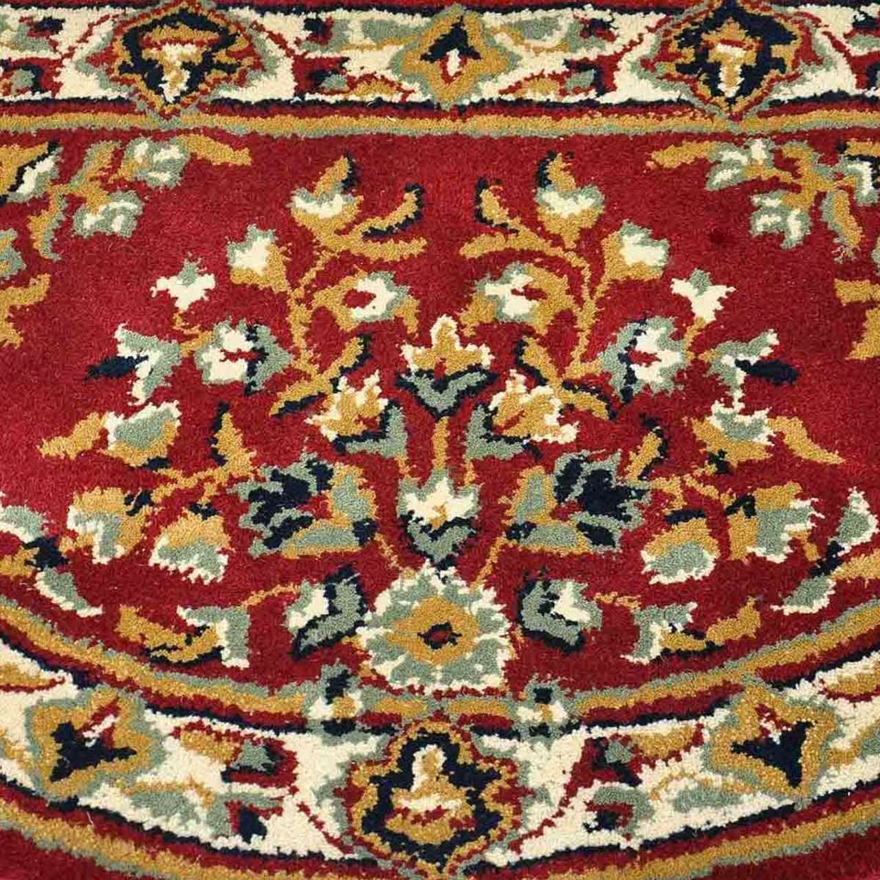 44" Half Round Burgundy Oriental Fireplace Rug