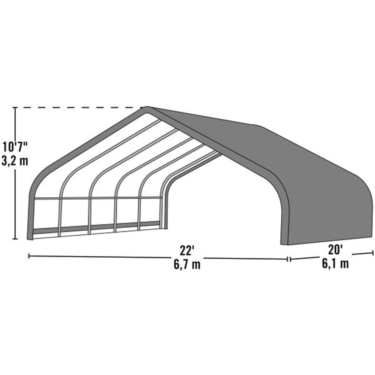 22' x 20' Green Run-In Shelter