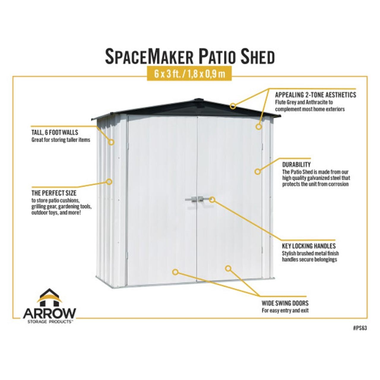 Spacemaker 6' x 3' Patio Shed - Flute Gray and Anthracite