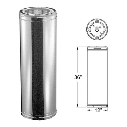 8" x 36" DuraPlus Galvanized Chimney Pipe - 8DP-36CF