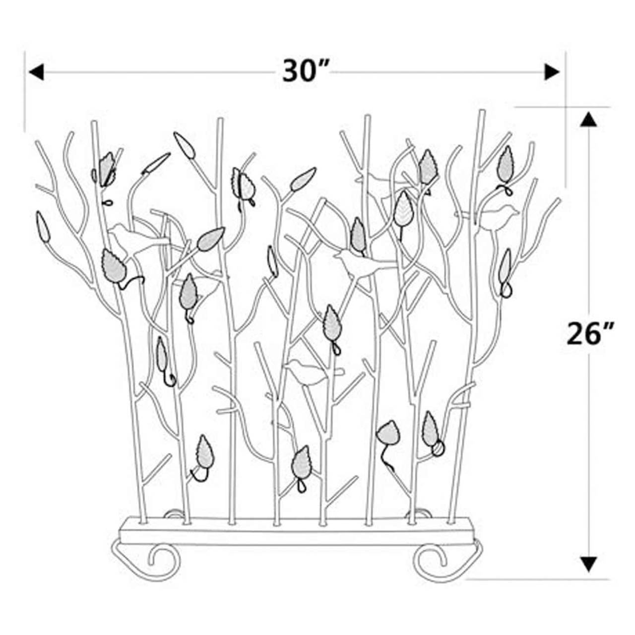 Birds Summer Fireplace Screen - Roman Bronze Powdercoat Accented with Gold