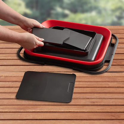 Black and Red Collapsible BBQ Caddy
