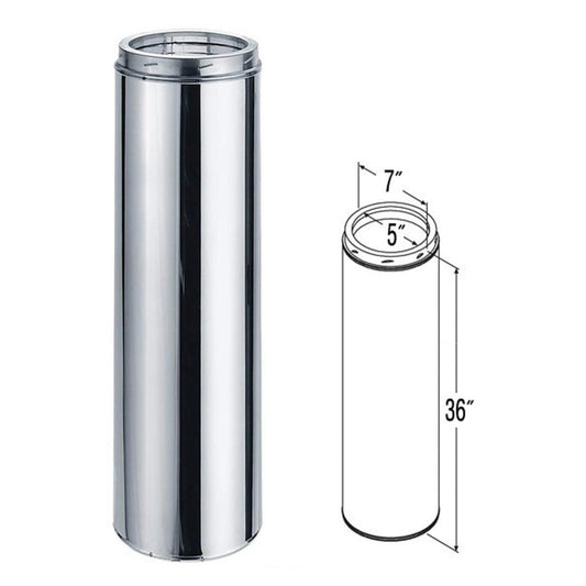 5" x 36" DuraTech Stainless Steel Chimney Pipe - 5DT-36SS