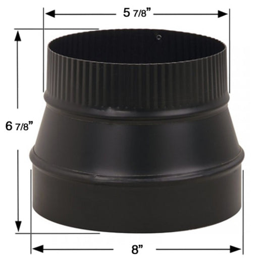8" to 6" 24-Ga. Snap-Lock Black Reducer