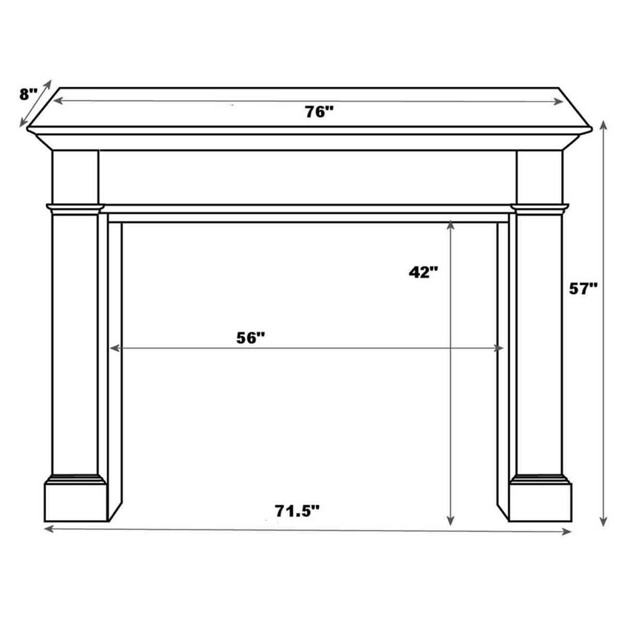 56" Windsor Unfinished Fireplace Mantel by Pearl Mantels