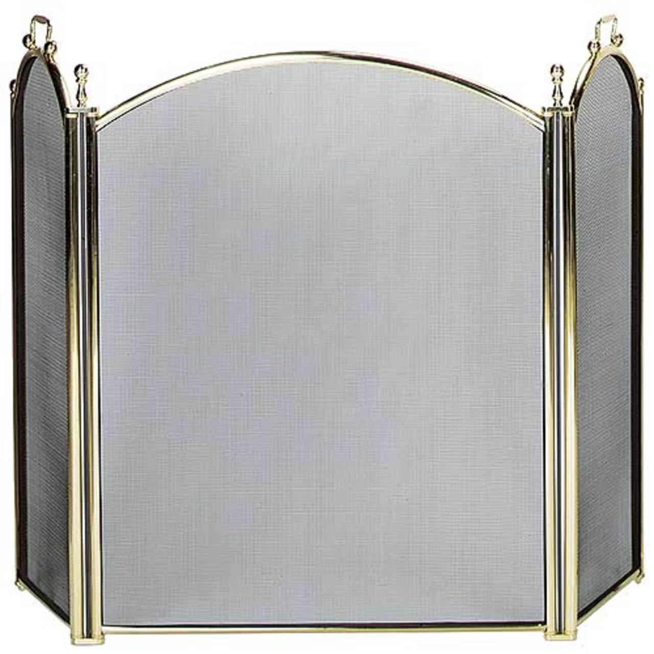 3 Fold Large Diameter Fireplace Screen - Polished Brass