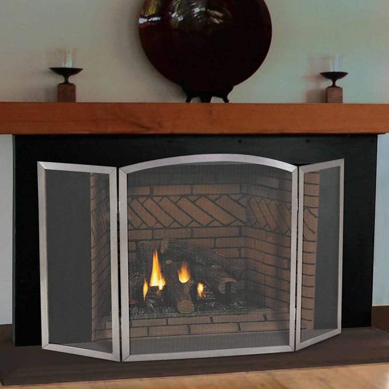 Pilgrim 54" x 30" Stainless Steel Newport Tri-Panel Fireplace Screen