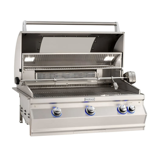 FireMagic A660i Aurora 30" Built-In Grill with Rotisserie Backburner, Infrared Burner and Magic View Window NG-LP - A660I8LA-W