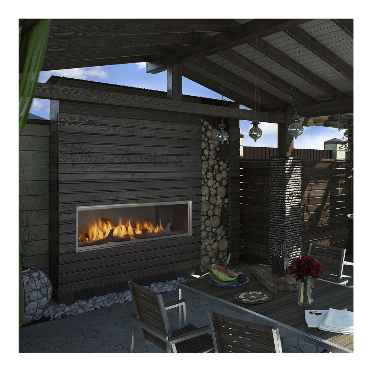 Majestic 48" Lanai Outdoor Linear Fireplace Single-Sided - ODLANAIG-48