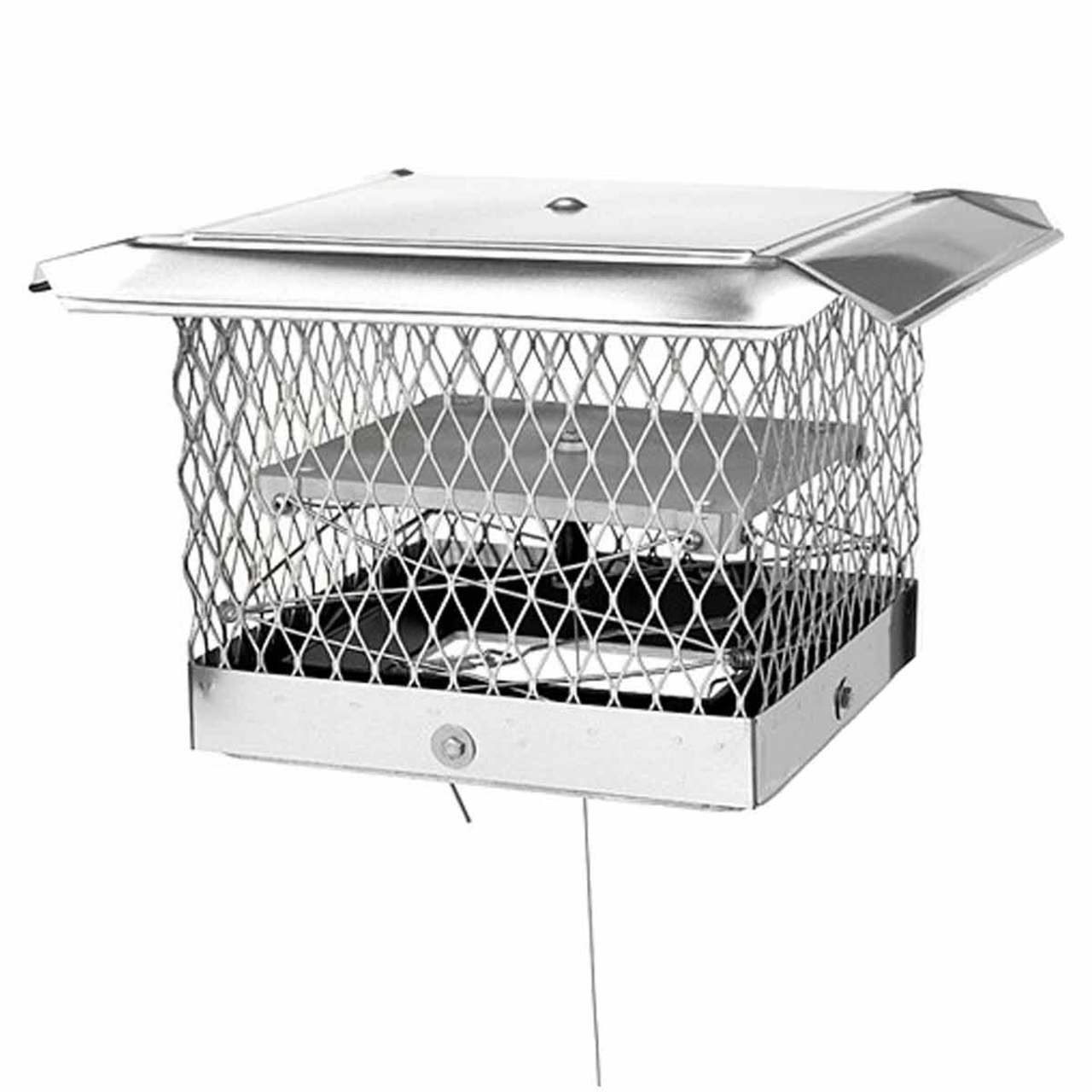 17" x 17" Lock-Top II Chimney Cap-Damper 3/4" Mesh - Silver