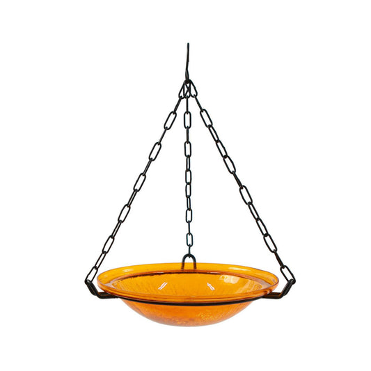 Crackle Glass Hanging Birdbath-Mandarin