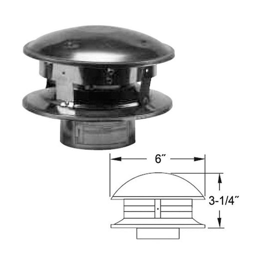 3'' Selkirk VP Pellet Vent Pipe Vertical Termination Round Cap - 3VP-VC