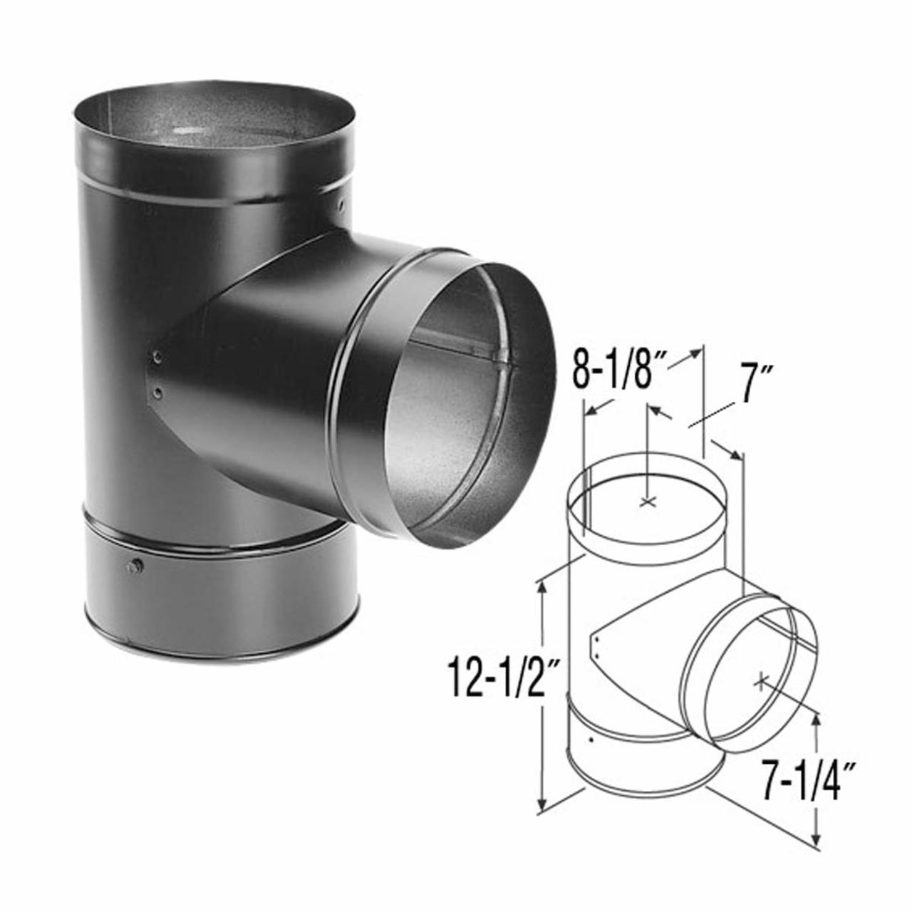 8" DuraBlack Tee with Clean-Out Cap - 8DBK-T