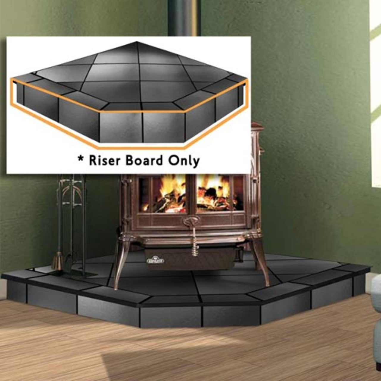WoodEze Black Knight Single Cut 48" x 48" Hearth Pad Riser