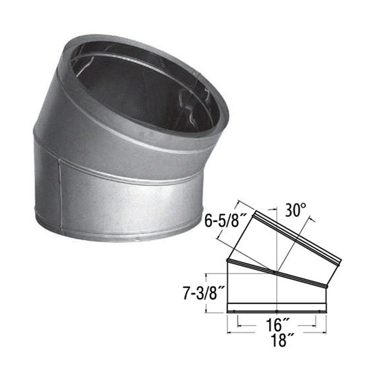 16'' DuraTech 30 Degree Galvanized Elbow - 16DT-E30