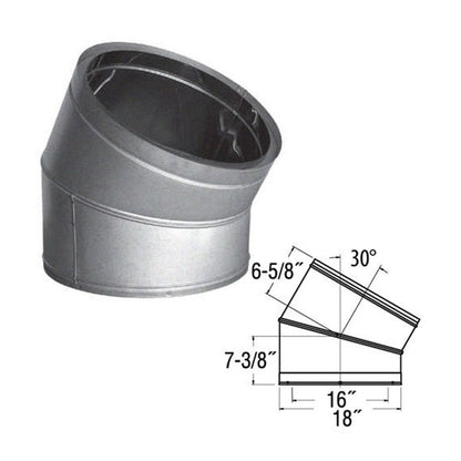 16'' DuraTech 30 Degree Galvanized Elbow - 16DT-E30