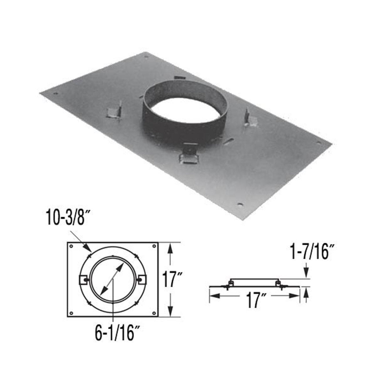 6'' DuraPlus 17'' x 17''  Transition Anchor Plate - 6DP-AP17X17