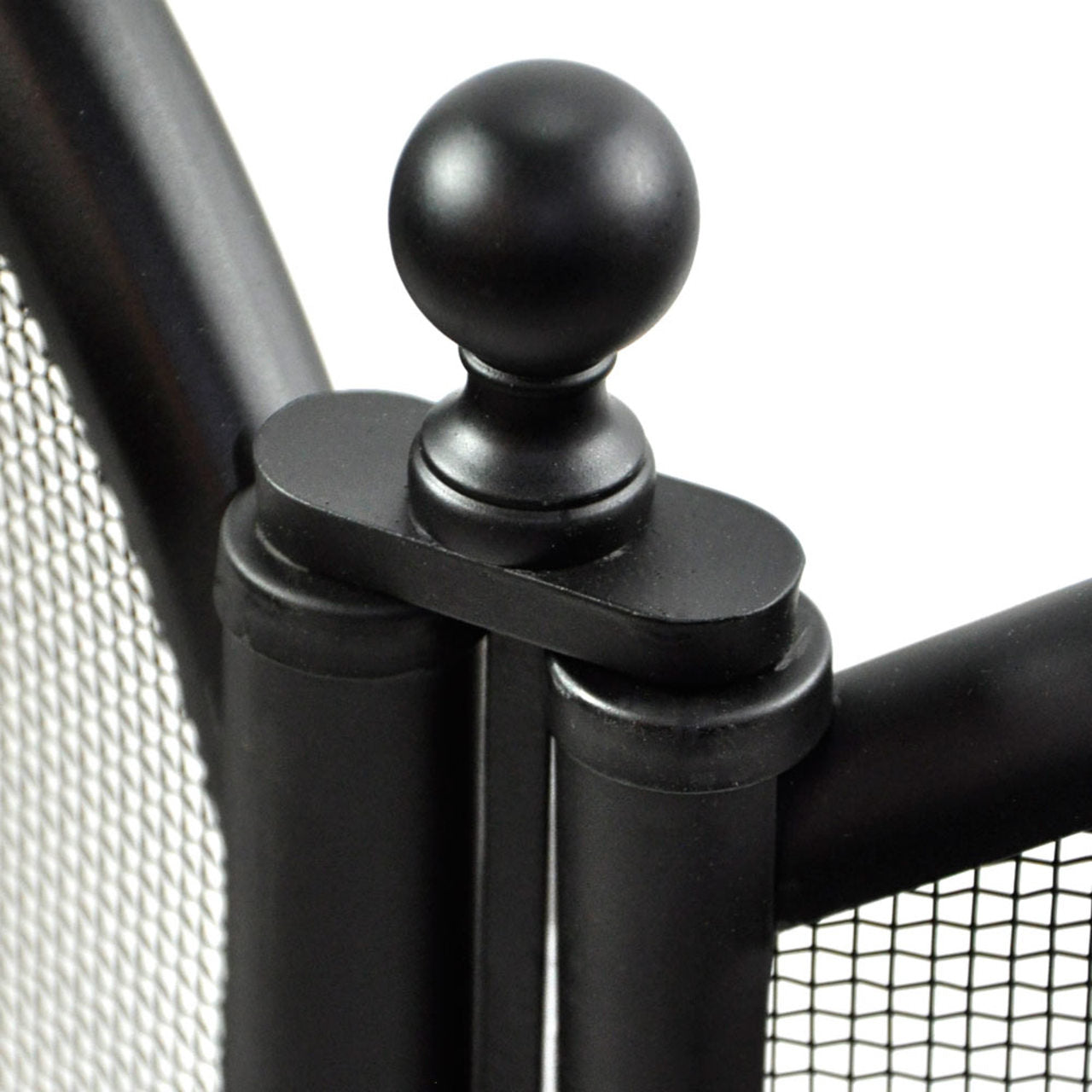3 Fold Large Diameter Fireplace Screen - Black