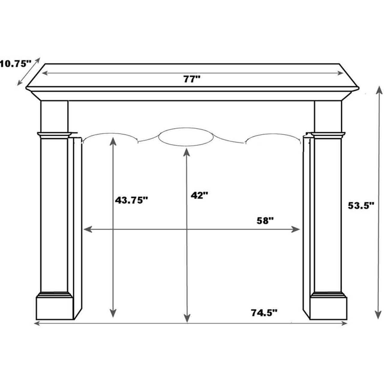 58" Deauville Unfinished Fireplace Surround by Pearl Mantels