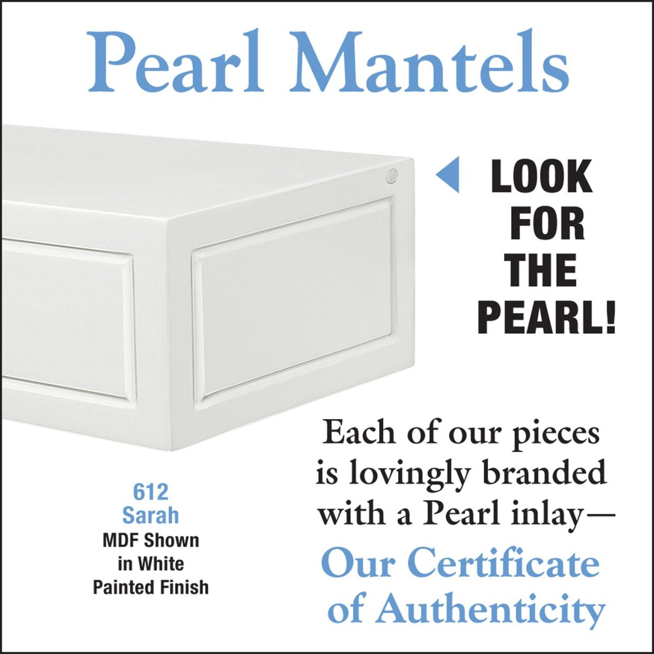 48" Sarah MDF Fireplace Shelf by Pearl Mantels - White Paint Finish