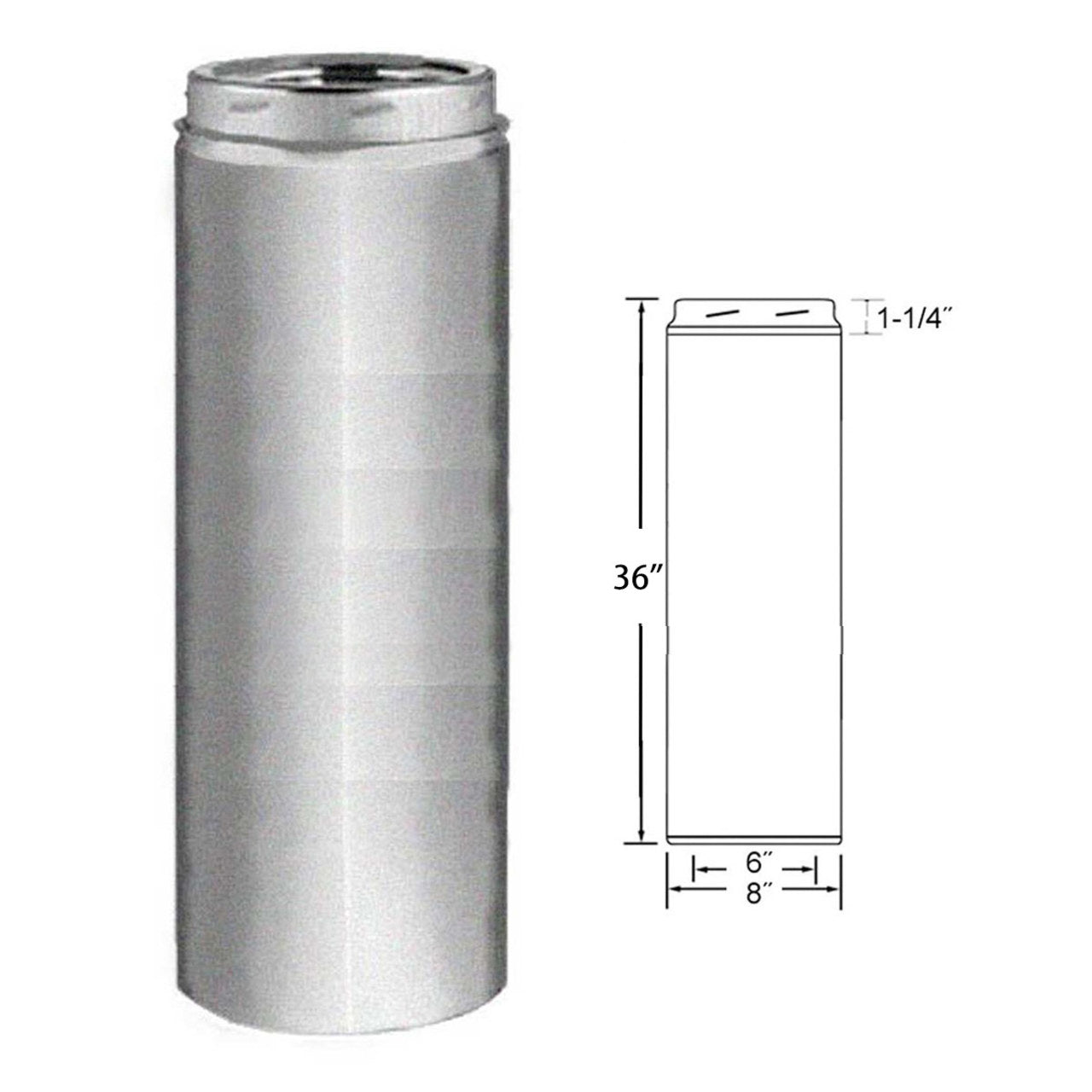 6" x 36" Selkirk Galva-Temp Galvanized Chimney Pipe - 206036G