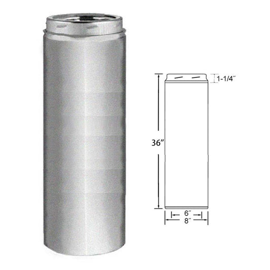 6'' x 36'' SelkirkMetalBest Galva-Temp Galvanized Chimney Pipe - 6GT-36