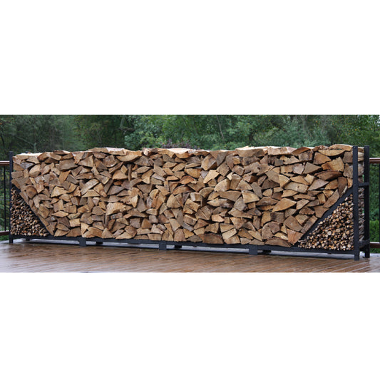 SHELTER-IT 16' Black Firewood Storage Rack with Kindling Storage - No Cover