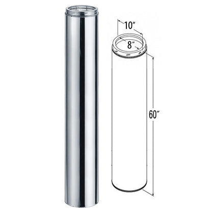 8" x 60" DuraTech Stainless Steel Chimney Pipe - 8DT-60SSCF