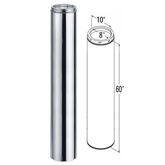8" x 60" DuraTech Stainless Steel Chimney Pipe - 8DT-60SSCF
