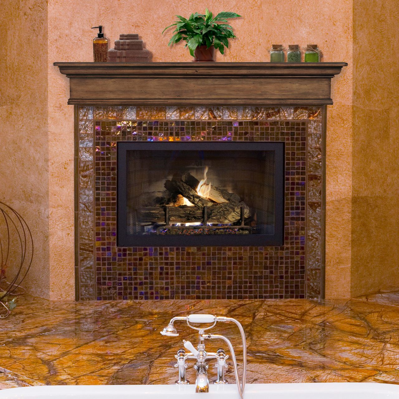 60" Savannah Fireplace Shelf by Pearl Mantels - Taos Finish