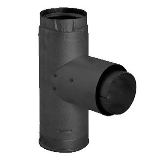 4" PelletVent Pro Adapter Tee with Clean-Out Tee Cap - Black - 4PVP-TADB