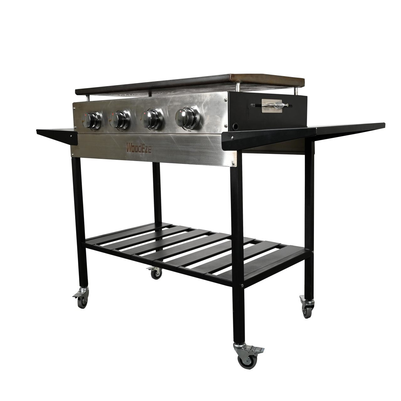 WoodEze 4-Burner Flat Top Griddle Gas Grill - Black and Stainless Steel