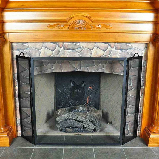 Flat Twisted Rope Folding Fireplace Screen-Roman Bronze Powdercoat