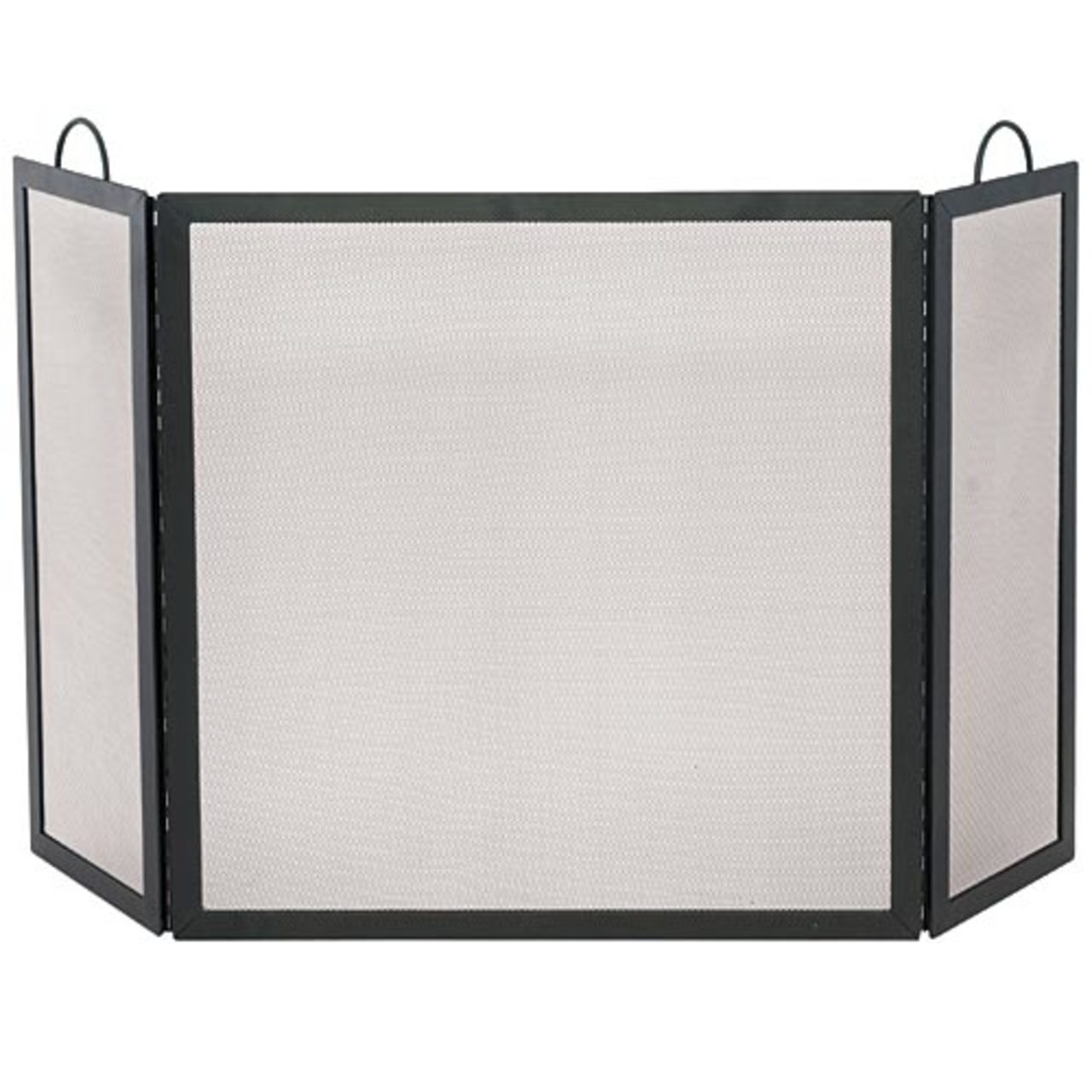 3 Fold Wrought Iron Medium Fireplace Screen - Black