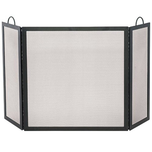 3 Fold Wrought Iron Medium Fireplace Screen - Black