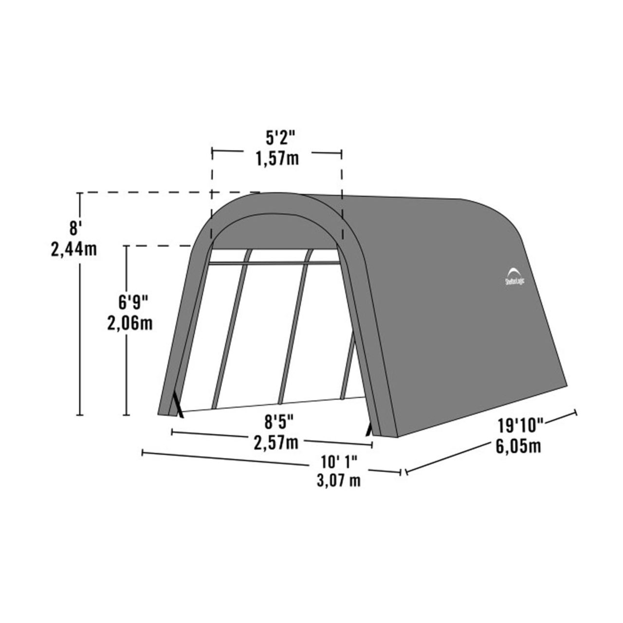 AutoShelter 10' x 20' Tan Roundtop Garage