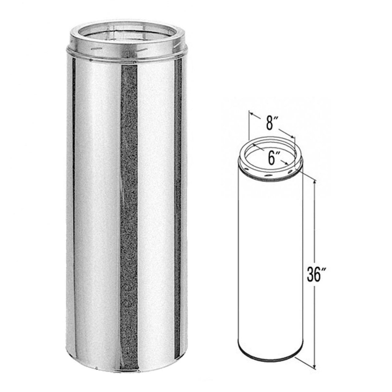 6" x 36" DuraTech Galvanized Chimney Pipe - 6DT-36