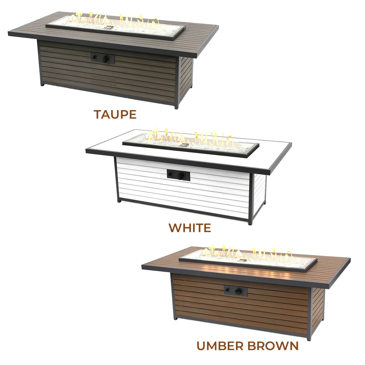 Outdoor Greatroom Kenwood and Brooks Linear Chat Height Gas Fire Pit Table