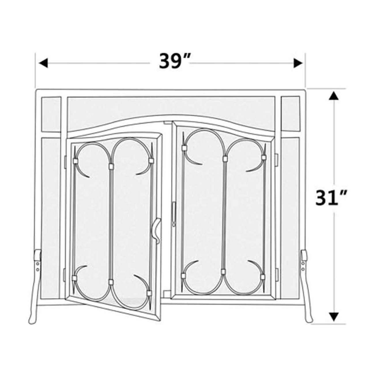 Pilgrim Iron Gate Fireplace Screen w/ Arched Doors - Burnished Black 39" x 31"