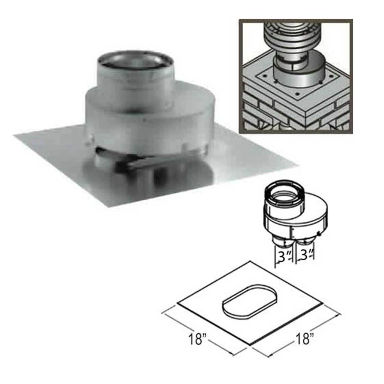 4'' x 6 5/8'' DirectVent Pro Chimney Liner Termination Kit - 46DVA