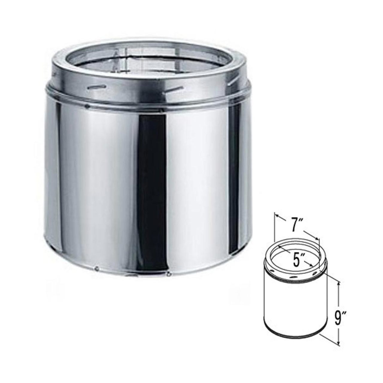 5" x 9" DuraTech Stainless Steel Chimney Pipe - 5DT-09SS