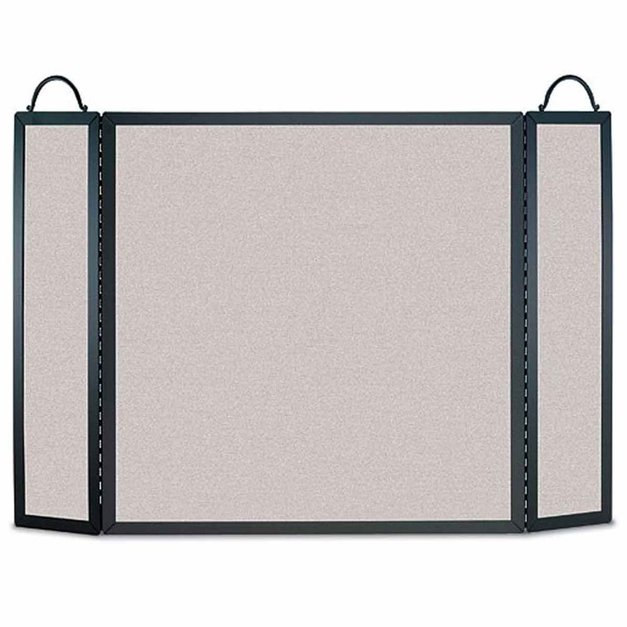 Pilgrim Traditional Straight-Top Three Panel Fireplace Screen - Black