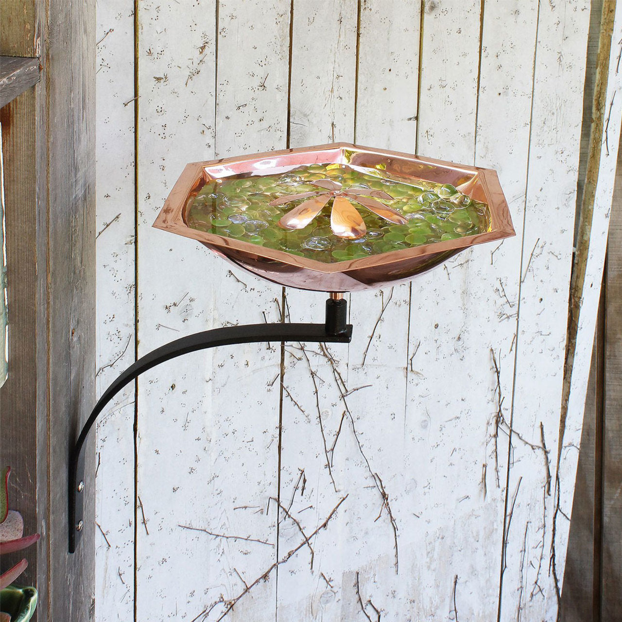 11.5" Copper Bee Fountain & Birdbath with Wall Mount Bracket