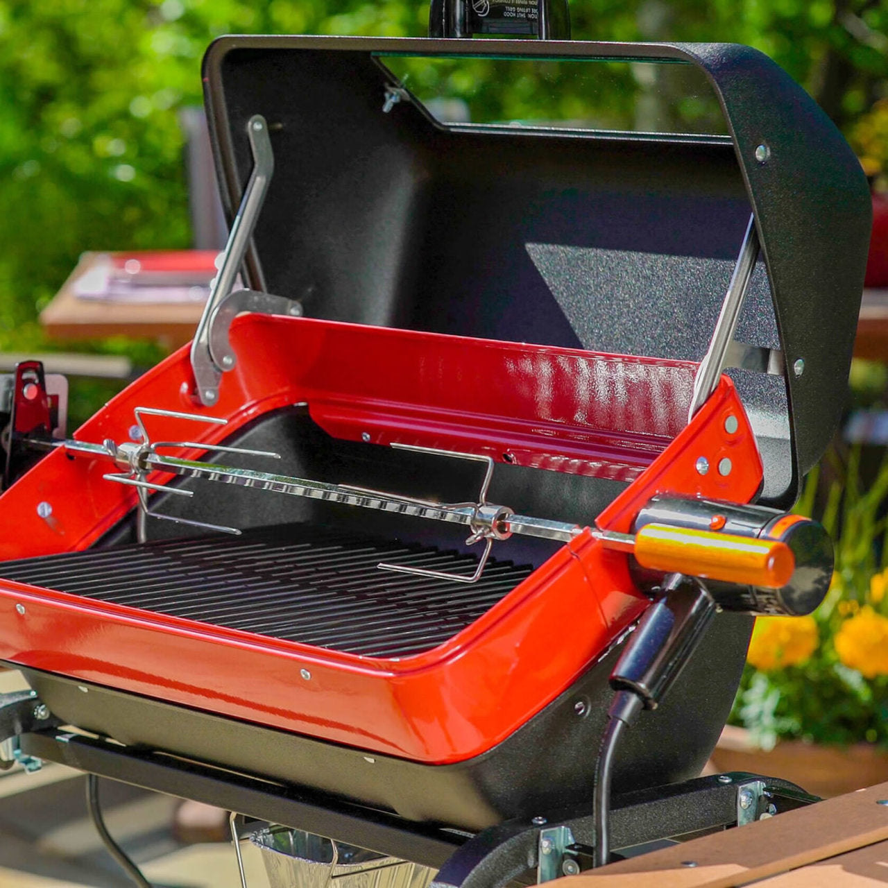 Americana 3-Zone Cart Electric Grill with Side Tables & Rotisserie - 9329U8.181