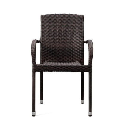 Set of 4 Outdoor Wicker Chairs - Mocha