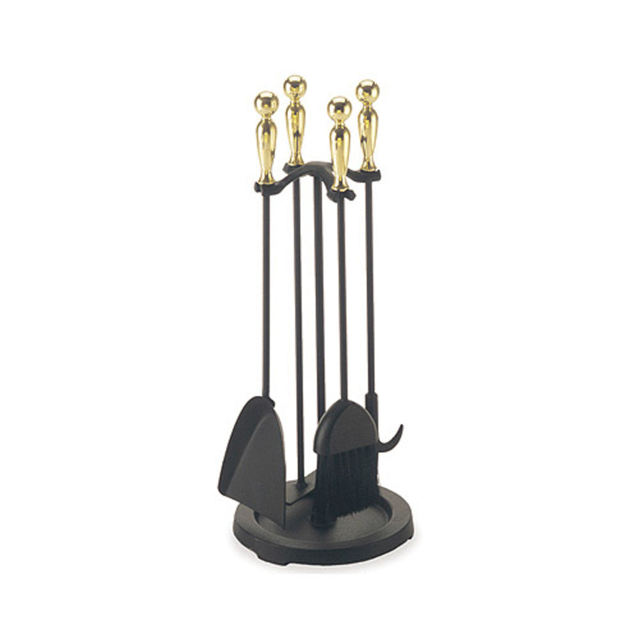 Pilgrim 5 Piece Matte Black Tool Set - Polished Brass Ball Handles