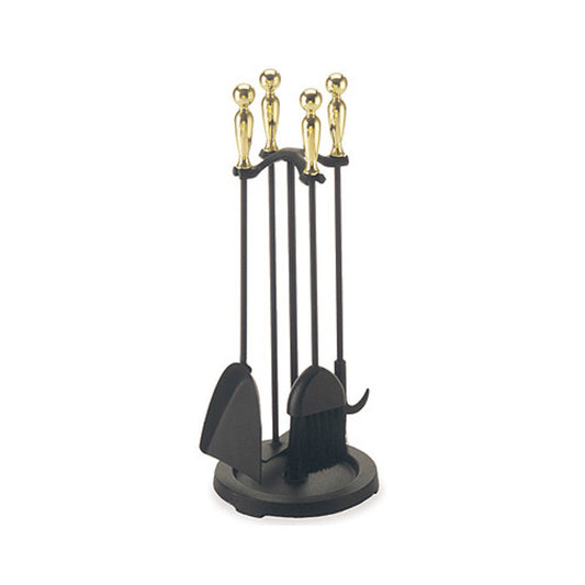 Pilgrim 5 Piece Matte Black Tool Set - Polished Brass Ball Handles